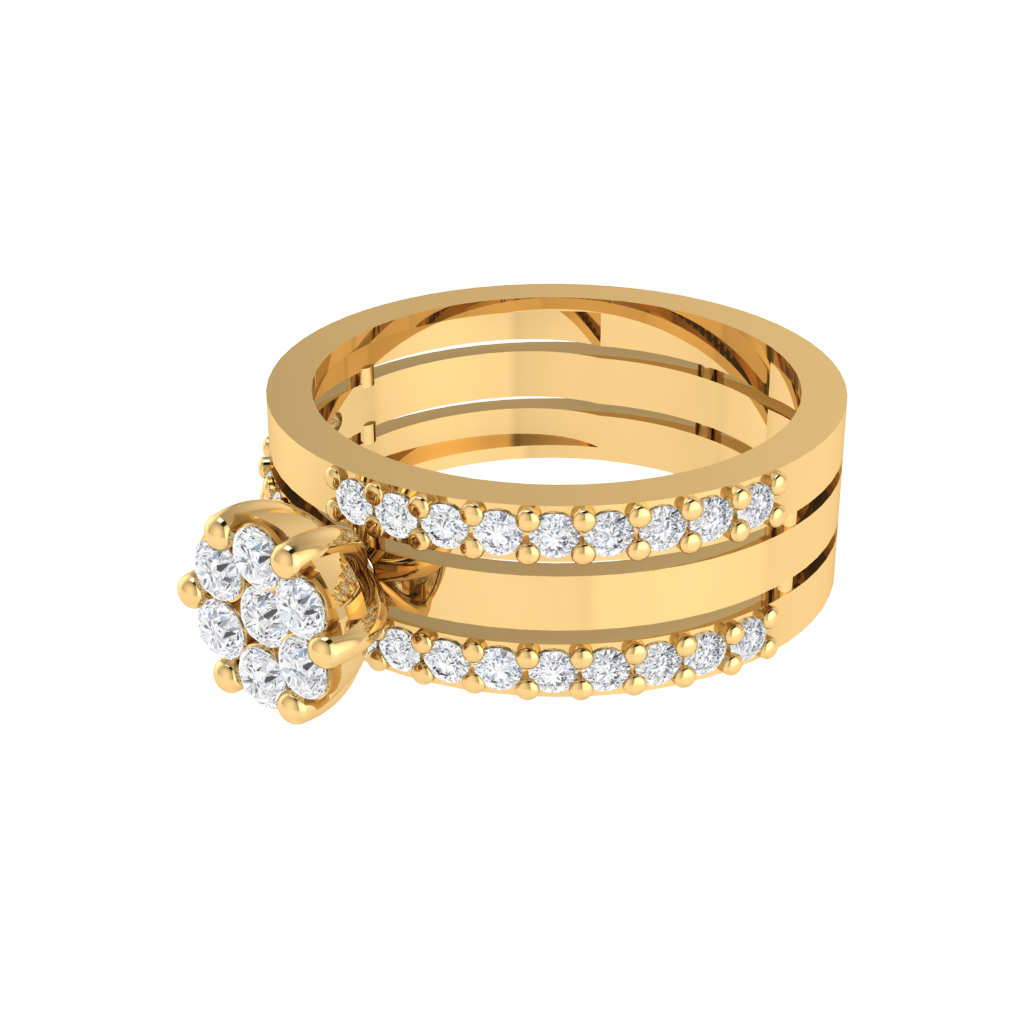Diamtrendz 925 sterling silver yellow gold plated cubic zirconia solitaire ring