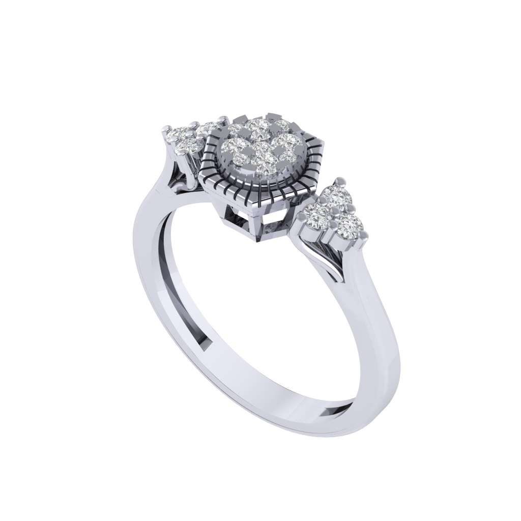 Diamtrendz 925 sterling silver white gold plated cubic zirconia ring