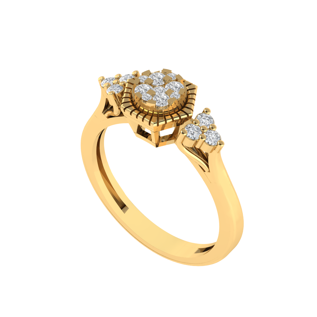 Diamtrendz 925 sterling silver yellow gold plated cubic zirconia ring