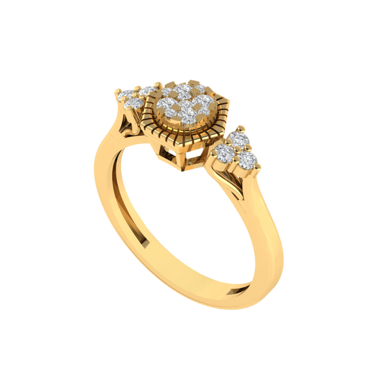 Diamtrendz 925 sterling silver yellow gold plated cubic zirconia ring