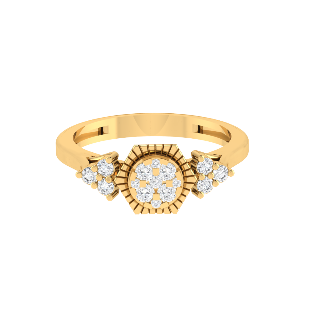 Diamtrendz 925 sterling silver yellow gold plated cubic zirconia ring