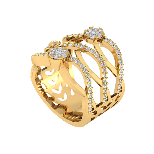 Diamtrendz 925 sterling silver yellow gold plated cubic zirconia ring