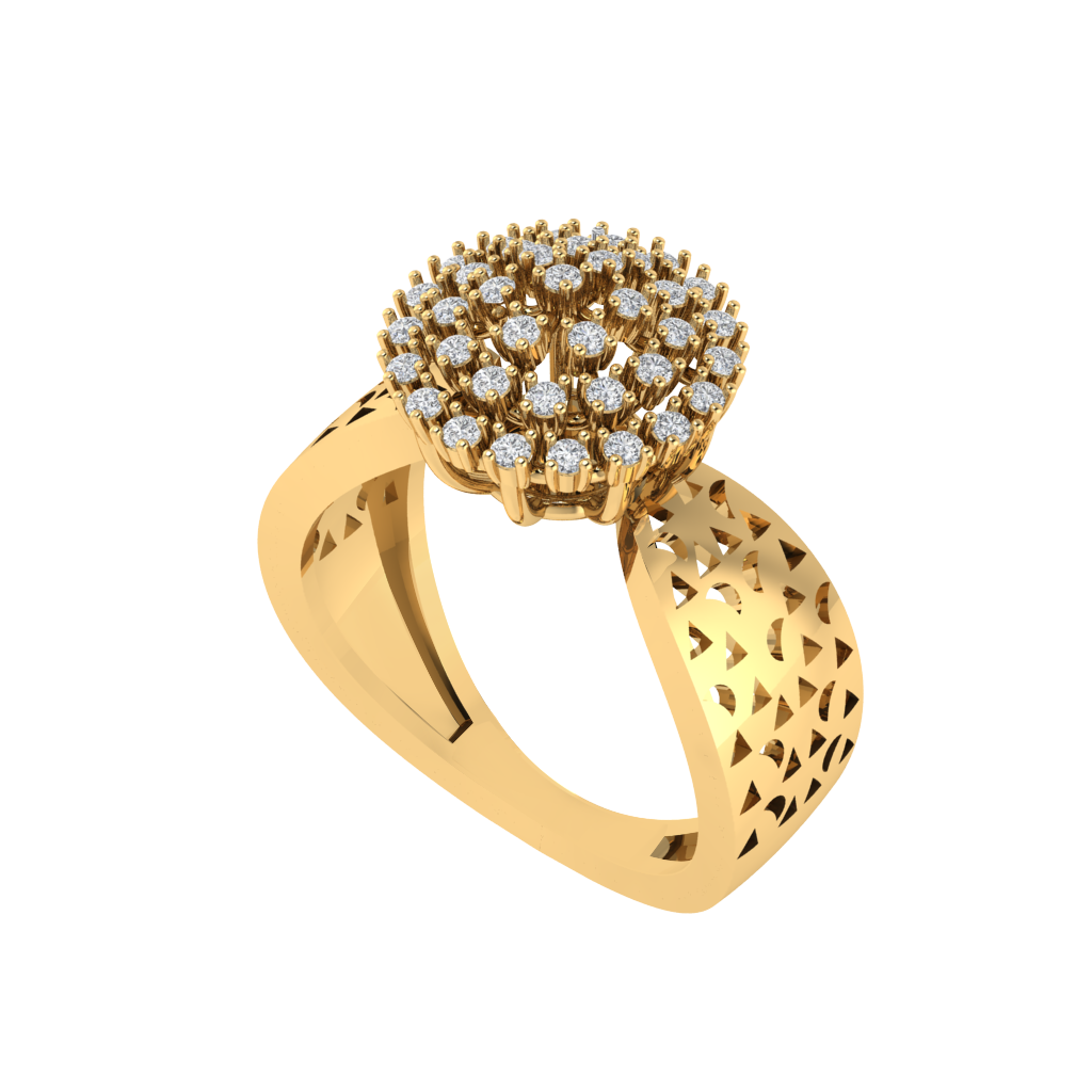 Diamtrendz 925 sterling silver yellow gold plated cubic zirconia cluster ring