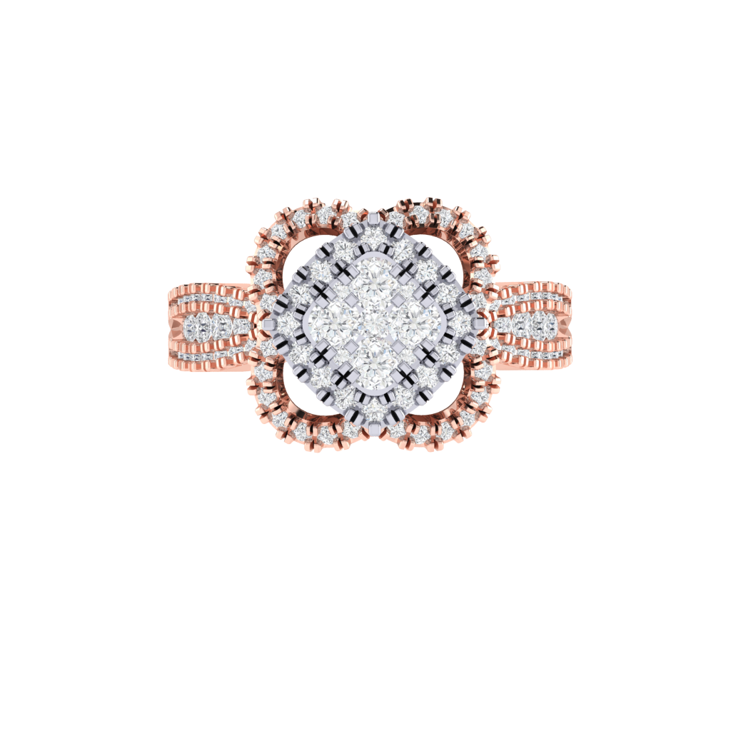 Diamtrendz 925 sterling silver rose gold plated cubic zirconia floral ring