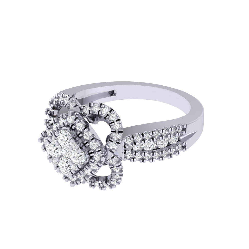 Diamtrendz 925 sterling silver white gold plated cubic zirconia floral ring