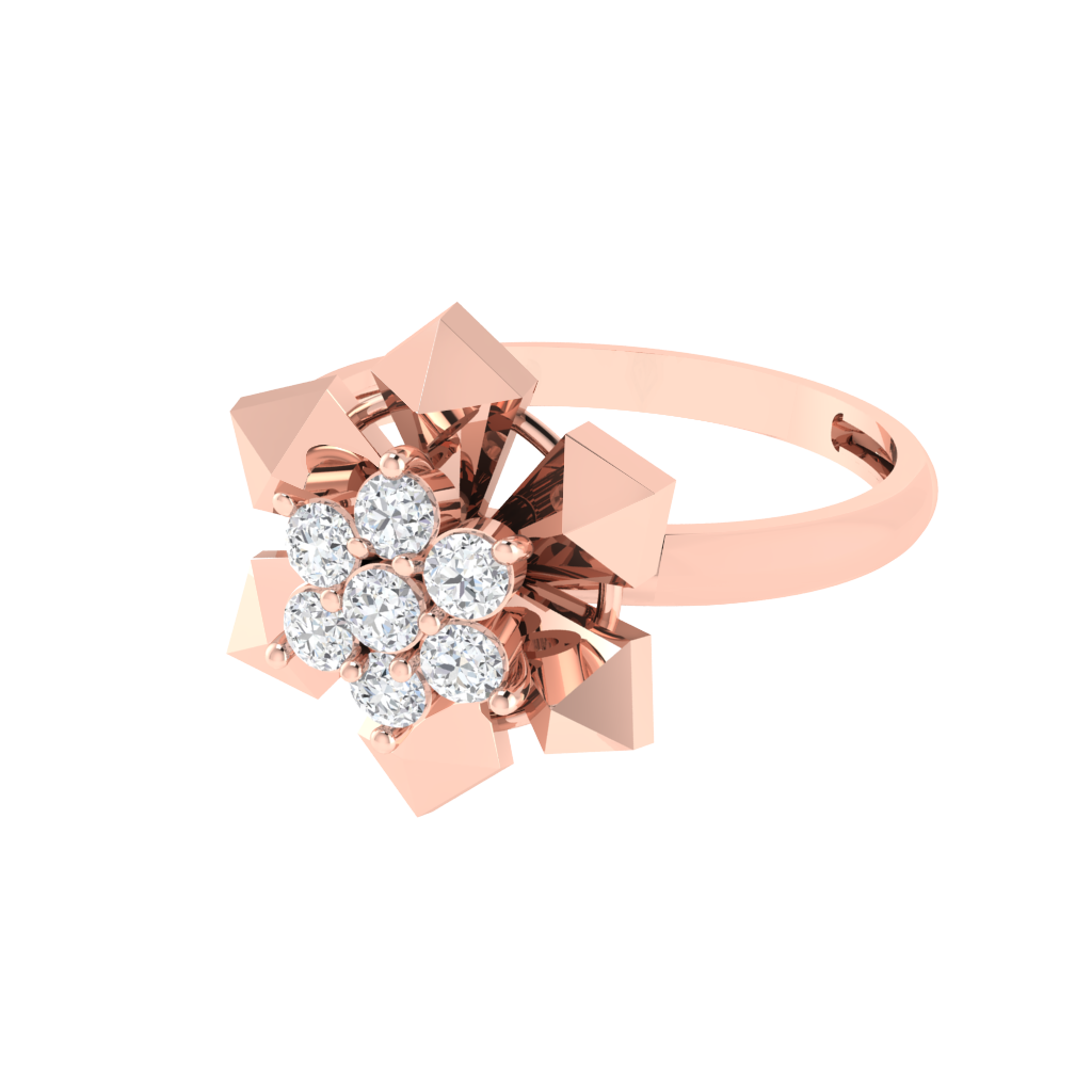 Diamtrendz 925 sterling silver rose gold plated cubic zirconia floral ring