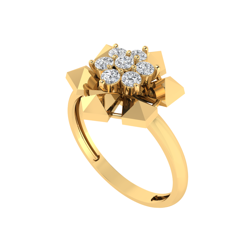 Diamtrendz 925 sterling silver yellow gold plated cubic zirconia floral ring