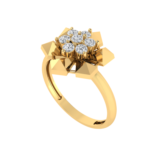 Diamtrendz 925 sterling silver yellow gold plated cubic zirconia floral ring