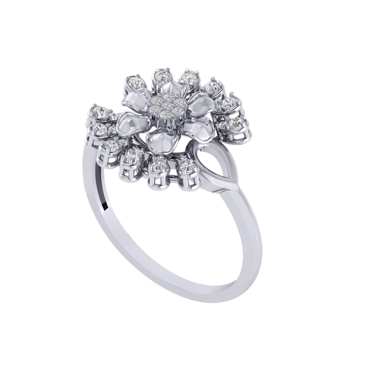 Diamtrendz 925 sterling silver white gold plated cubic zirconia floral ring