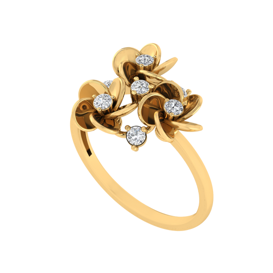Diamtrendz 925 sterling silver yellow gold plated cubic zirconia floral ring