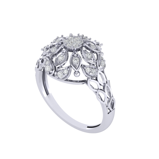 Diamtrendz 925 sterling silver white gold plated cubic zirconia floral ring