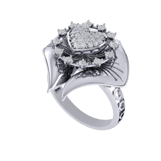 925 Sterling Silver Cubic Zirconia Floral Ring