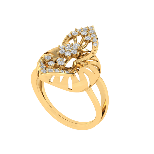 Diamtrendz 925 sterling silver yellow gold plated cubic zirconia floral ring