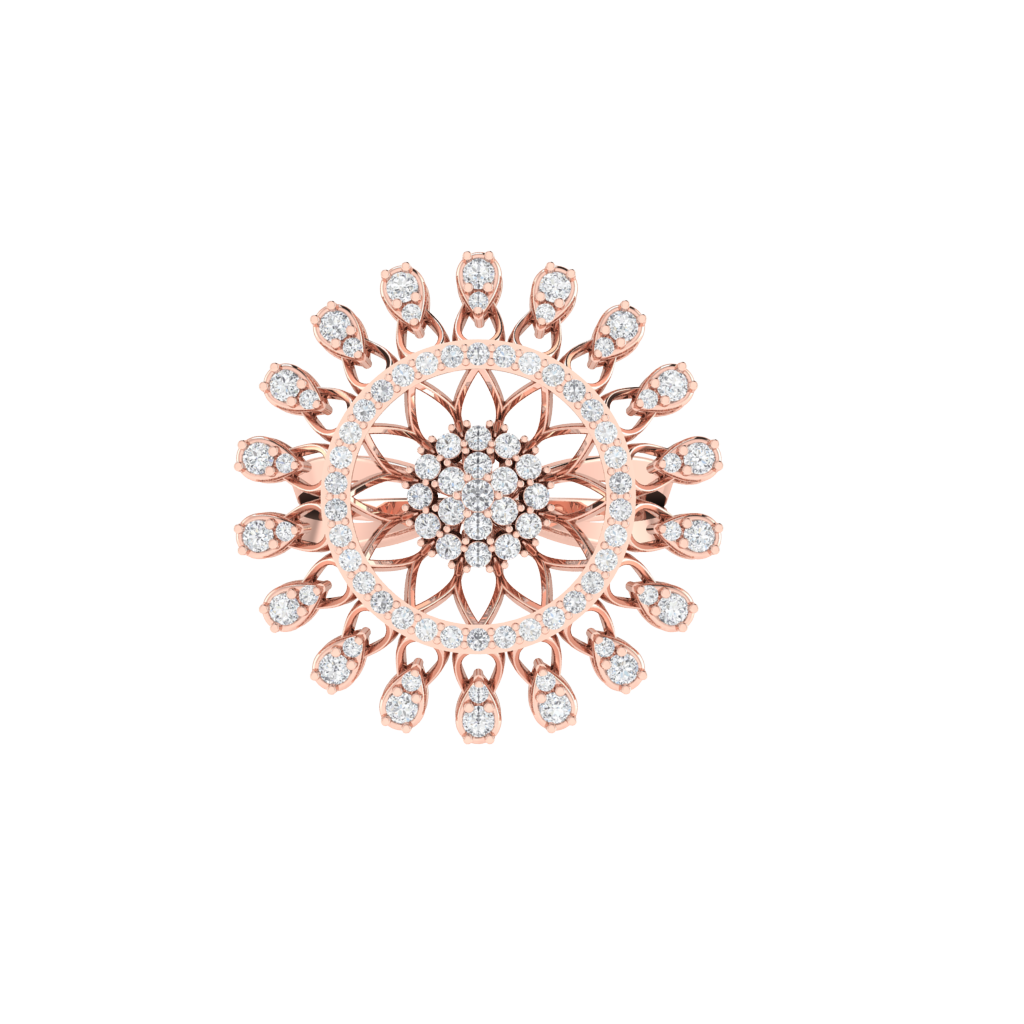 Diamtrendz 925 sterling silver rose gold plated cubic zirconia floral ring