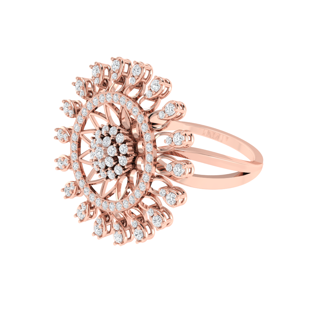 Diamtrendz 925 sterling silver rose gold plated cubic zirconia floral ring