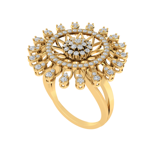 Diamtrendz 925 sterling silver yellow gold plated cubic zirconia floral ring