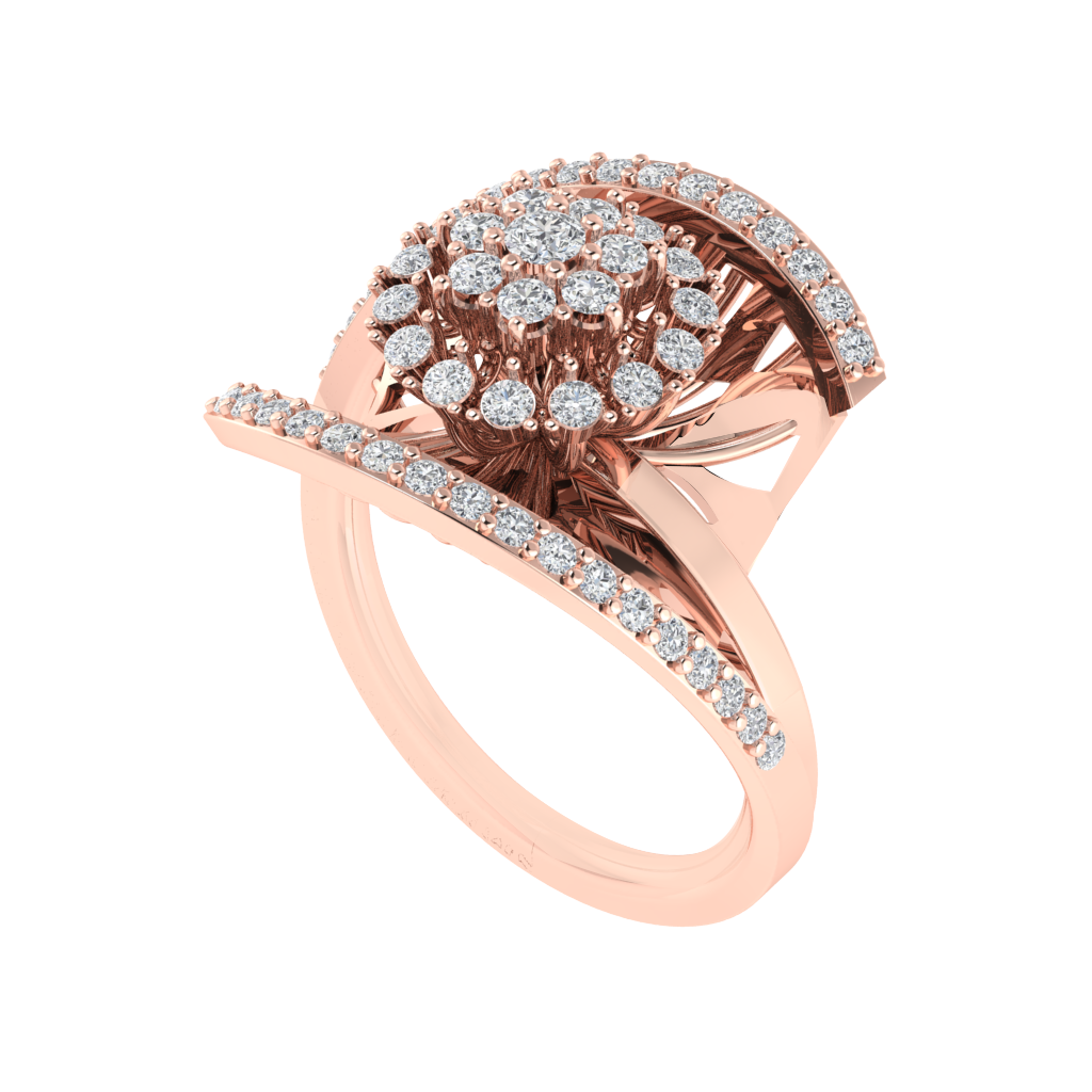 Diamtrendz 925 sterling silver rose gold plated cubic zirconia floral ring