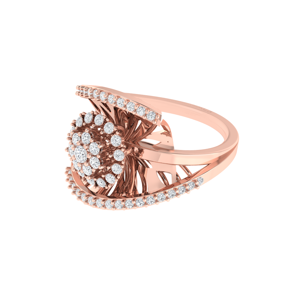 Diamtrendz 925 sterling silver rose gold plated cubic zirconia floral ring