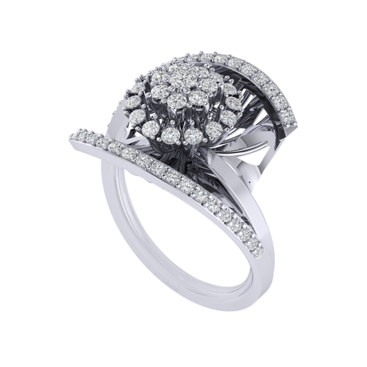 Diamtrendz 925 sterling silver white gold plated cubic zirconia floral ring