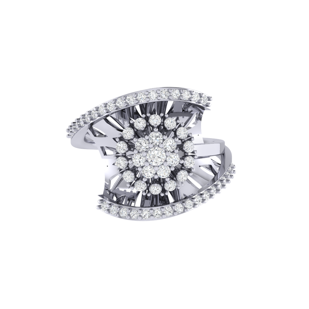 Diamtrendz 925 sterling silver white gold plated cubic zirconia floral ring