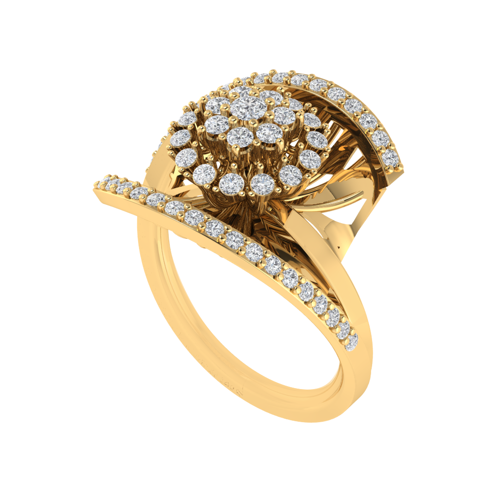 Diamtrendz 925 sterling silver yellow gold plated cubic zirconia floral ring