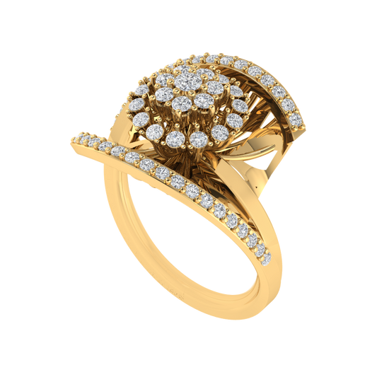 Diamtrendz 925 sterling silver yellow gold plated cubic zirconia floral ring