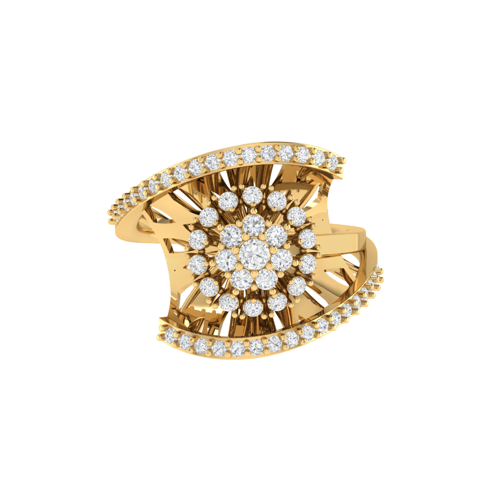 Diamtrendz 925 sterling silver yellow gold plated cubic zirconia floral ring