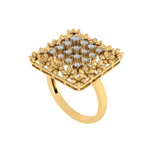 Diamtrendz 925 sterling silver yellow gold plated cubic zirconia ring