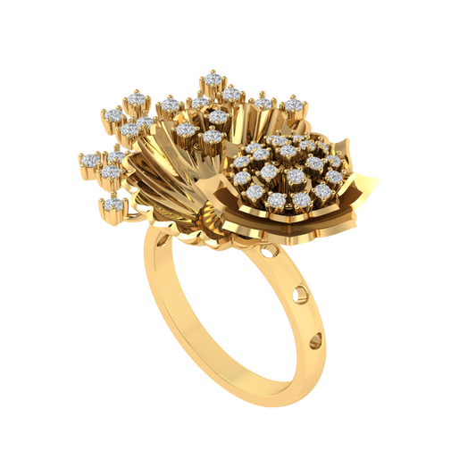Diamtrendz 925 sterling silver yellow gold plated cubic zirconia floral ring