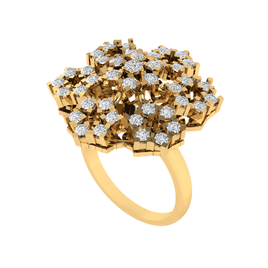 Diamtrendz 925 sterling silver yellow gold plated cubic zirconia floral ring