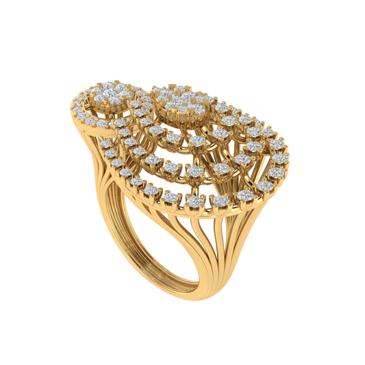 Diamtrendz 925 sterling silver yellow gold plated cubic zirconia ring