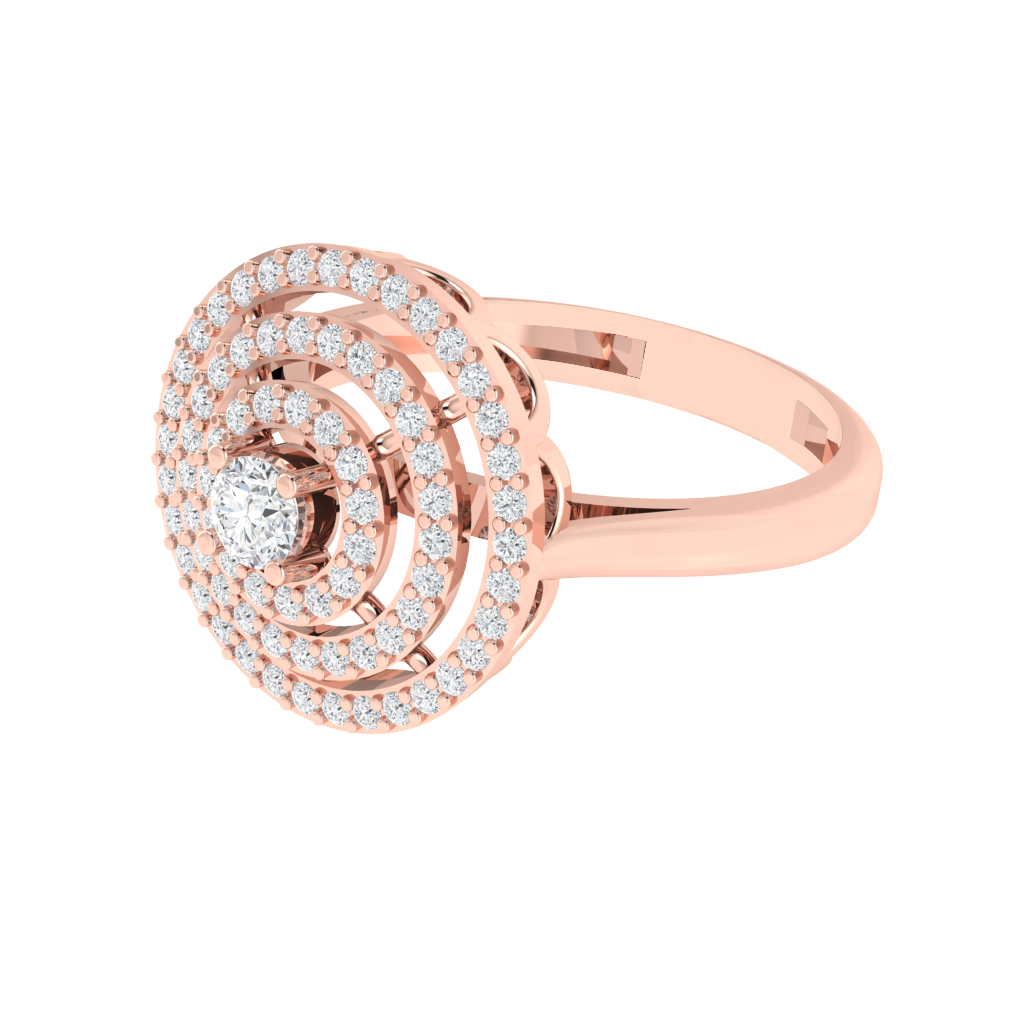 Diamtrendz 925 sterling silver rose gold plated cubic zirconia halo ring