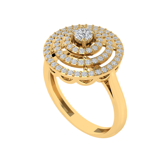 Diamtrendz 925 sterling silver yellow gold plated cubic zirconia halo ring