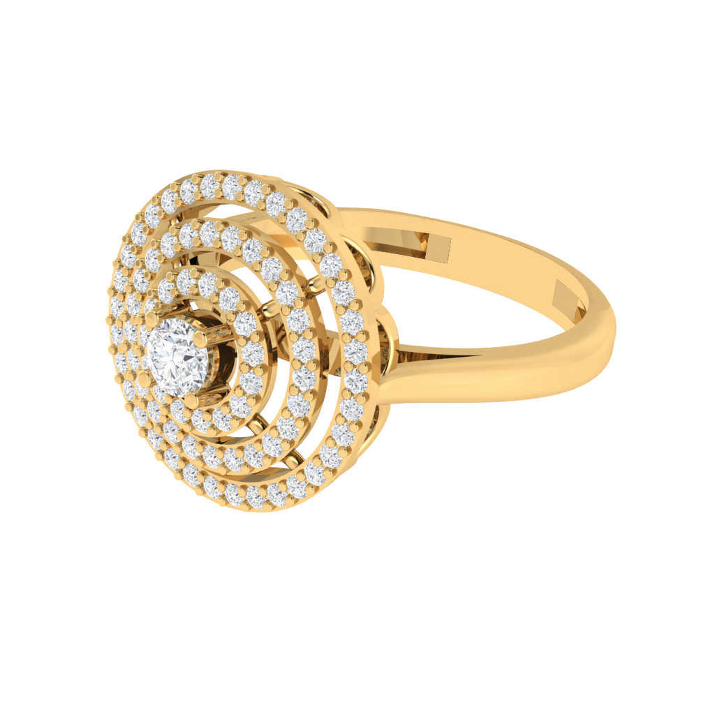 Diamtrendz 925 sterling silver yellow gold plated cubic zirconia halo ring