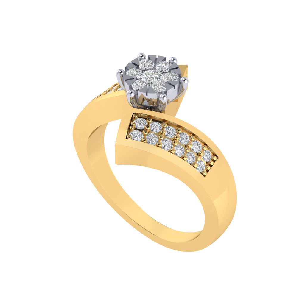 Diamtrendz 925 sterling silver yellow gold plated cubic zirconia ring