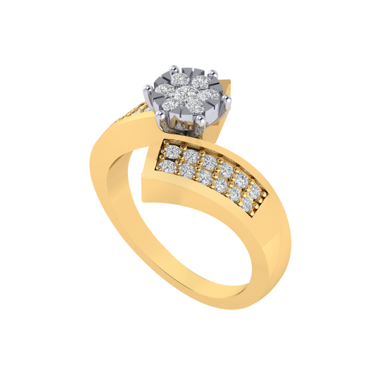 Diamtrendz 925 sterling silver yellow gold plated cubic zirconia ring