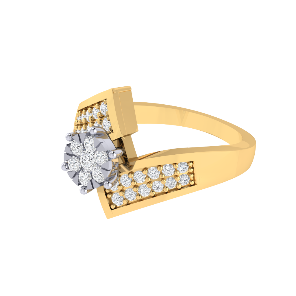 Diamtrendz 925 sterling silver yellow gold plated cubic zirconia ring