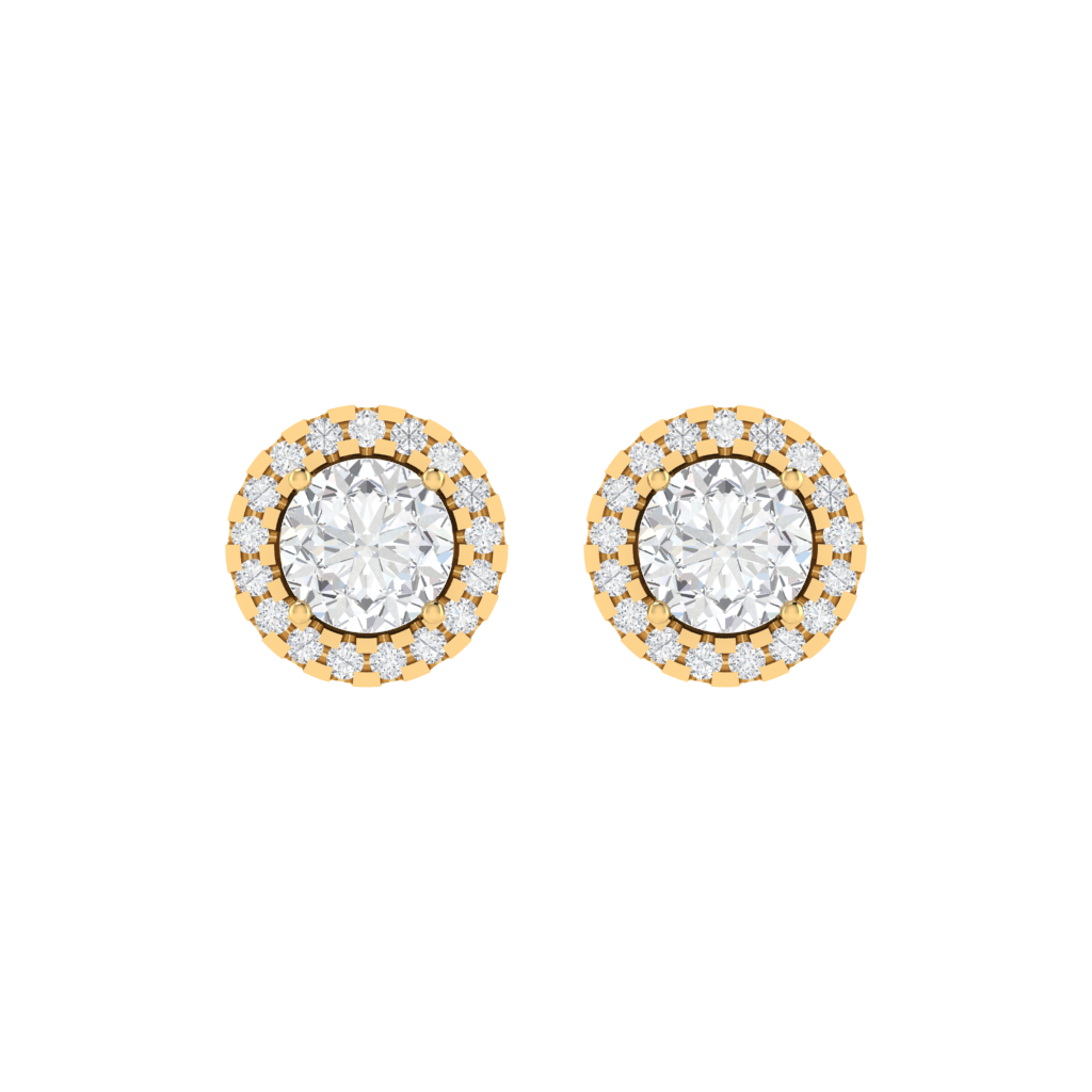 yellow gold plated sterling silver round shape cubic-zirconia stud earrings