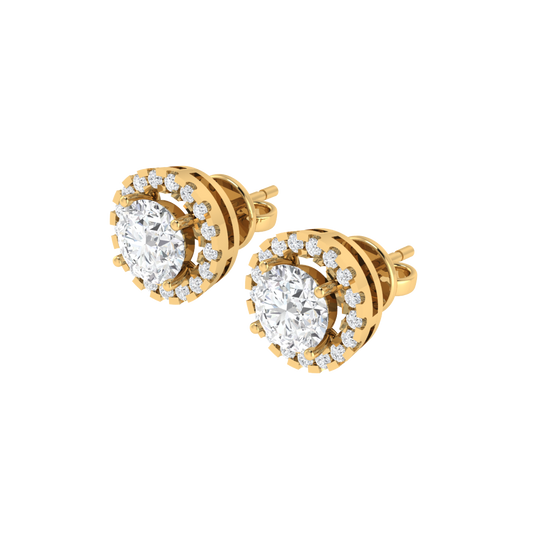 yellow gold plated sterling silver round shape cubic-zirconia stud earrings