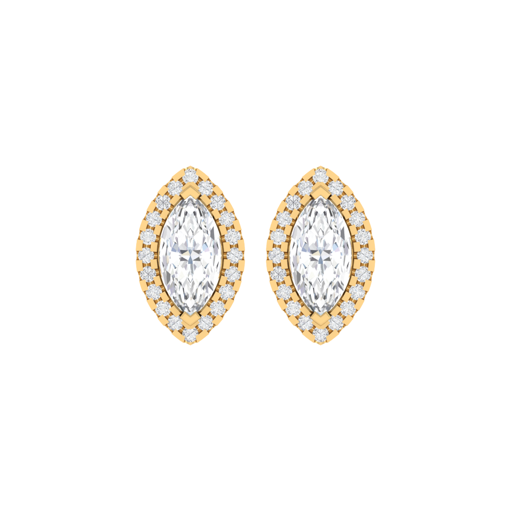 yellow gold plated sterling silver marquise shape cubic-zirconia stud earrings