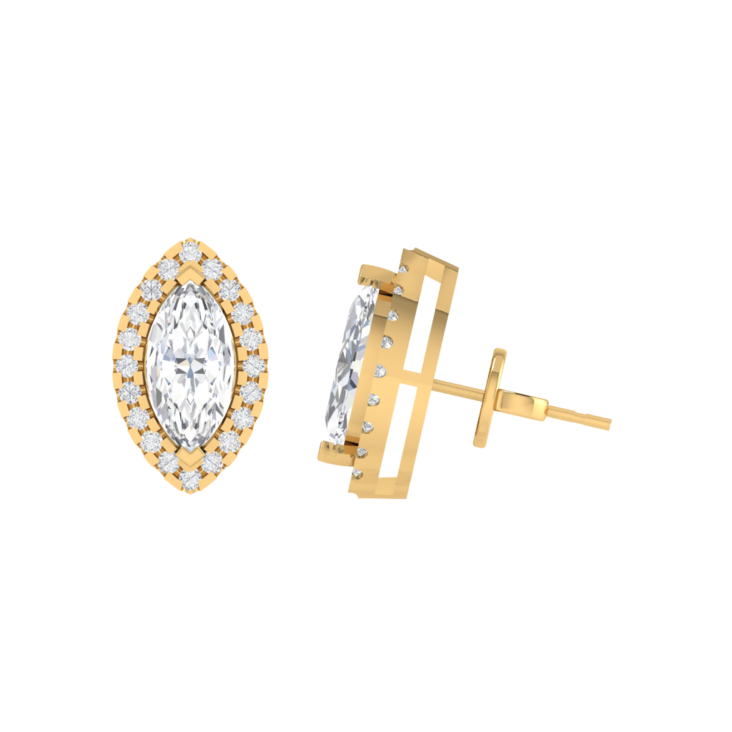 yellow gold plated sterling silver marquise shape cubic-zirconia stud earrings