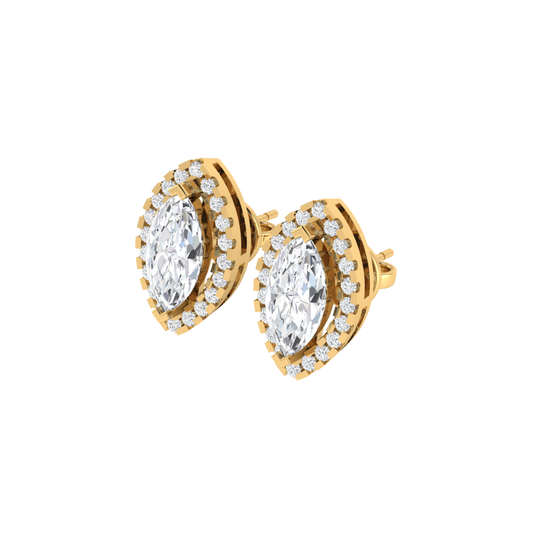 yellow gold plated sterling silver marquise shape cubic-zirconia stud earrings