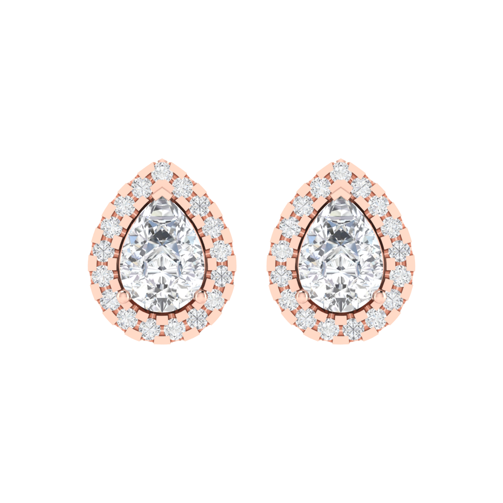 rose gold plated sterling silver pear shape cubic-zirconia stud earrings