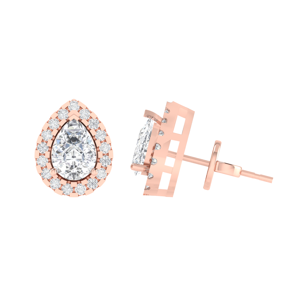 rose gold plated sterling silver pear shape cubic-zirconia stud earrings