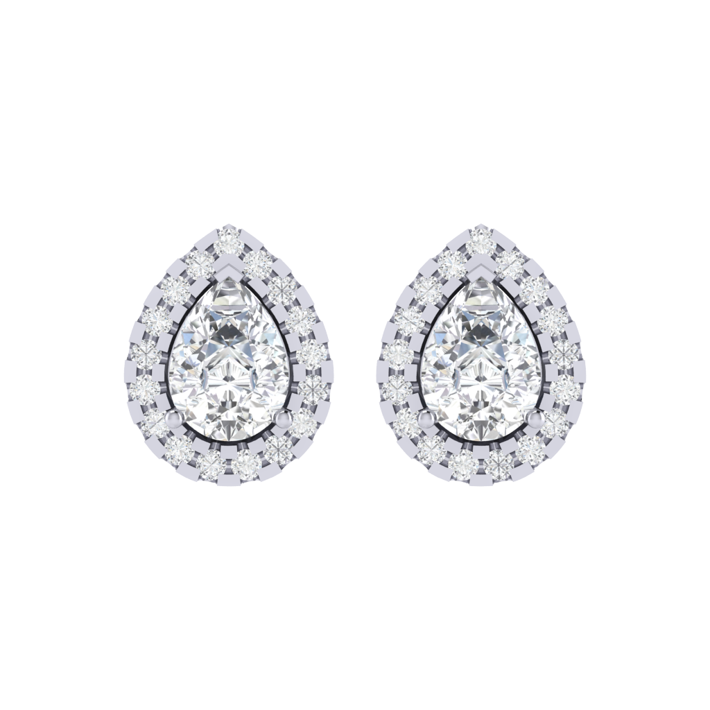 white gold plated sterling silver pear shape cubic-zirconia stud earrings