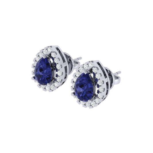 white gold plated sterling silver pear shape tanzanite stud earrings