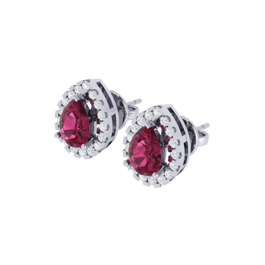 white gold plated sterling silver pear shape tourmaline stud earrings