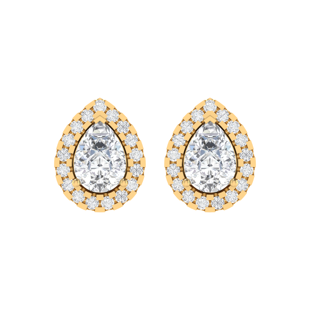 yellow gold plated sterling silver pear shape cubic-zirconia stud earrings