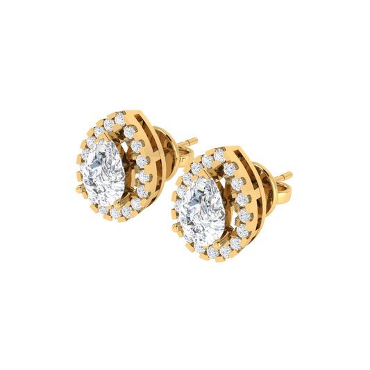 yellow gold plated sterling silver pear shape cubic-zirconia stud earrings