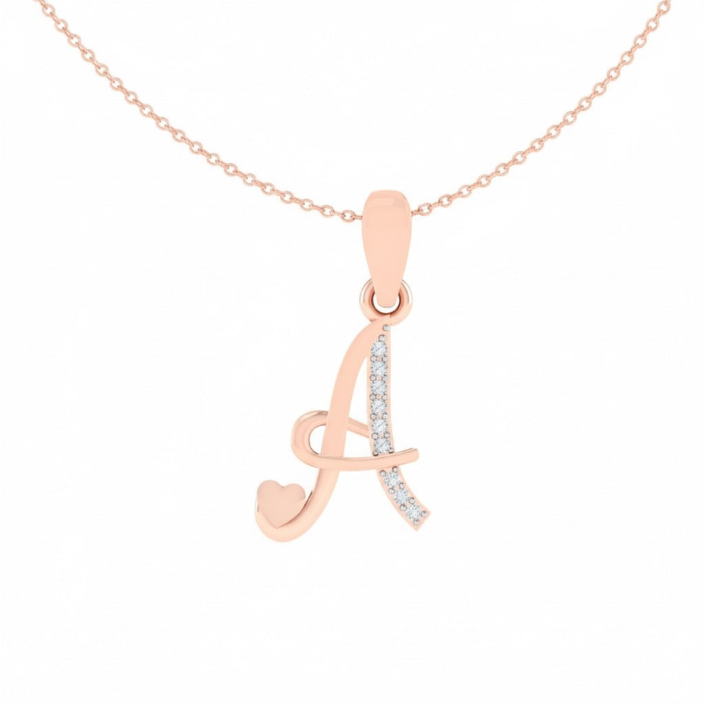 rose gold plated 925 sterling silver letter A pendant with chain